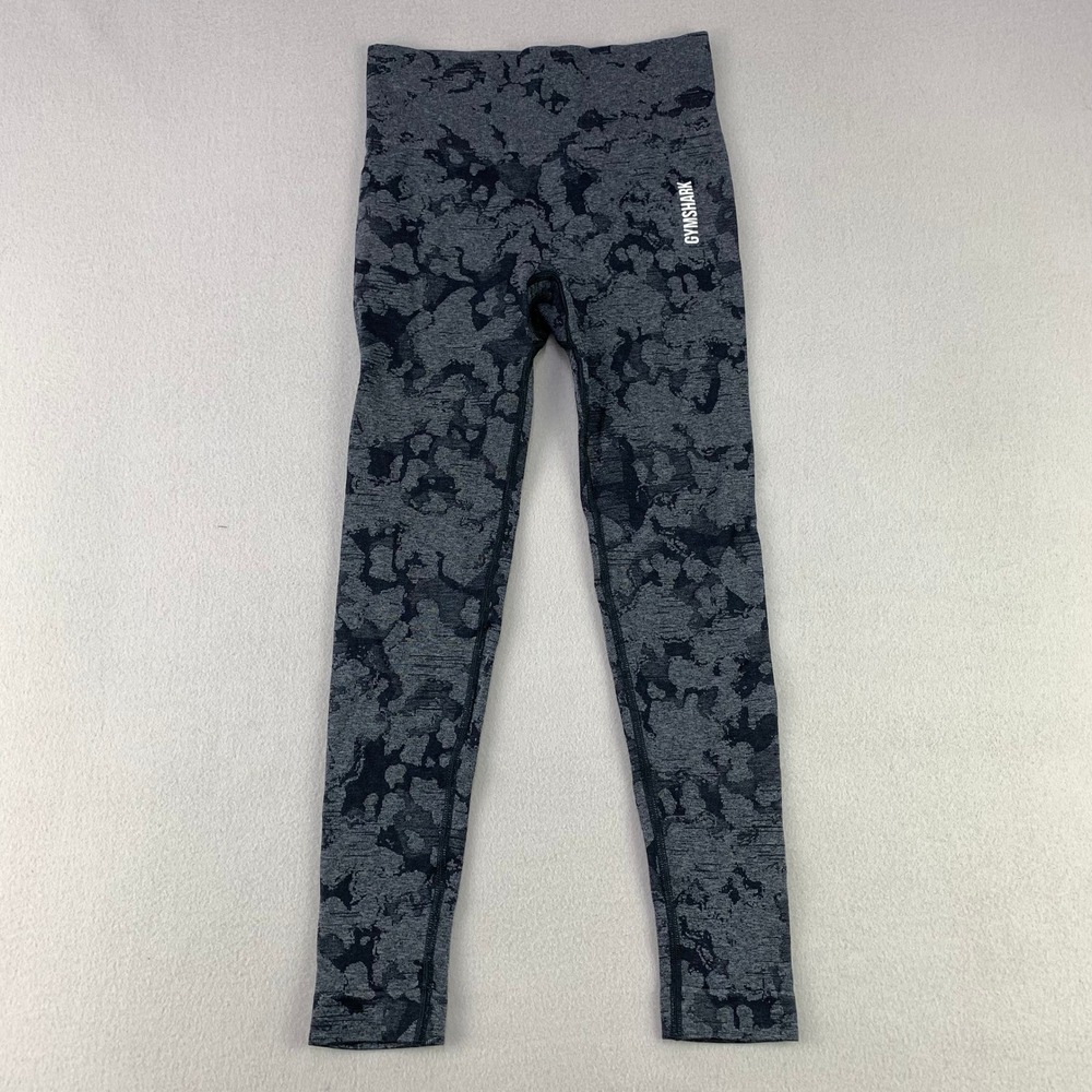 Gymshark‎ Adapt Camo Seamless Leggings Women XS Black Grey High Waist Workout